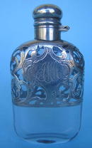 AMERICAN LARGE MARKED STERLING OVERLAY SCENT BOTTLE