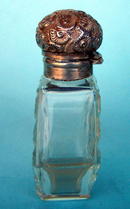 VERY UNUSUAL CUT GLASS & REPOUSSE STERLING SCENT BOTTLE