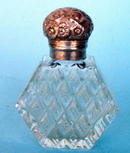 VERY UNUSUAL CUT GLASS & REPOUSSE STERLING SCENT BOTTLE