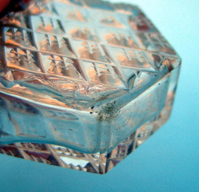 VERY UNUSUAL CUT GLASS & REPOUSSE STERLING SCENT BOTTLE