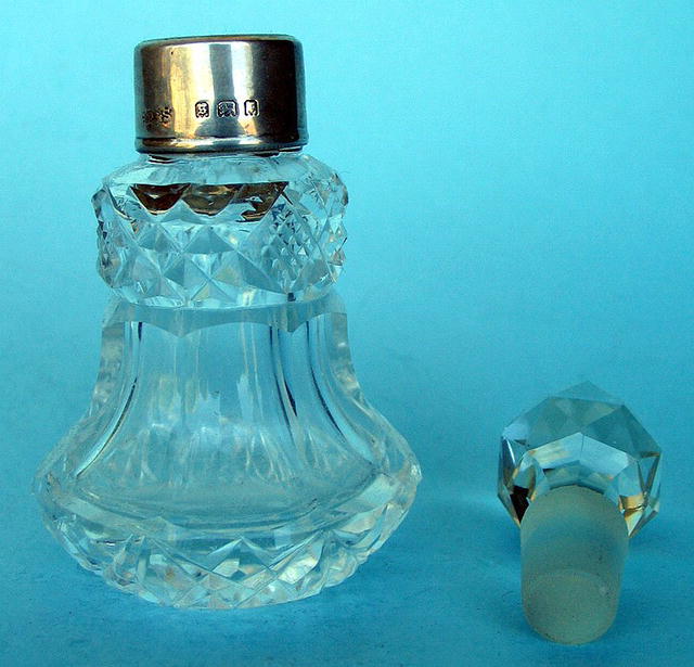 CUT GLASS PERFUME STERLING ENGLISH HALLMARKED