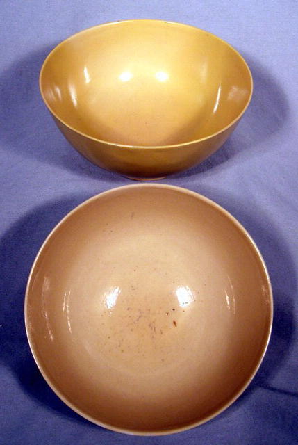 PAIR OF IMPERIAL KANG HSI YELLOW BOWLS MARK & PERIOD