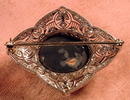 ELEGANT FILIGREE BROOCH 180 DIAMONDS BLACK OPAL 1910