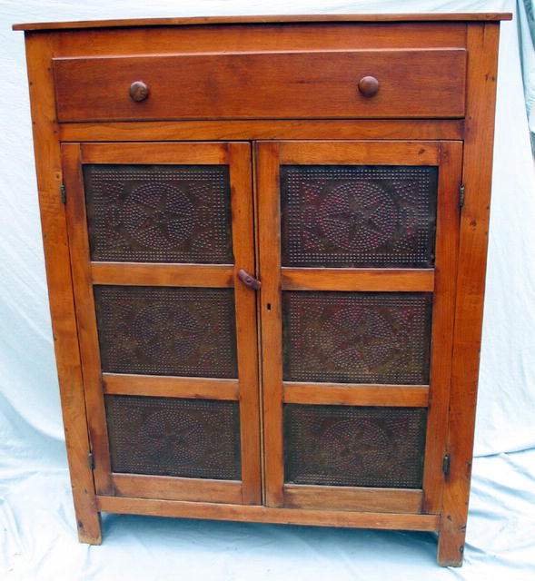 OUTSTANDING PIE SAFE WALNUT QUALITY TIN STARS WOW!