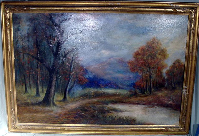 WALTER KOENIGER OIL PAINTING LISTED ARTIST RIVER STREAM