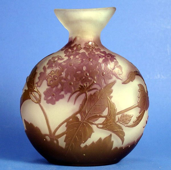 BEAUTIFUL GALLE CAMEO GLASS MOON FLASK 3 COLOR QUALITY