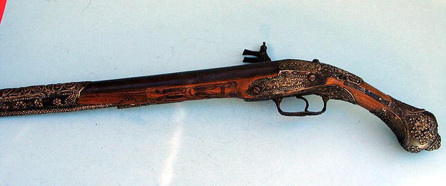 18th C CAVALRY TURKISH MINQUELET FLINTLOCK PISTOL