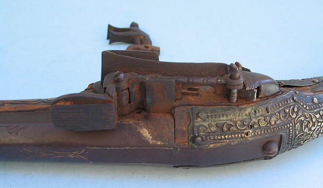 18th C CAVALRY TURKISH MINQUELET FLINTLOCK PISTOL