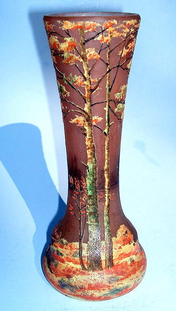 RICHARD / LOETZ ENAMELED CAMEO GLASS VASE FALL WOOD