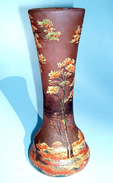RICHARD / LOETZ ENAMELED CAMEO GLASS VASE FALL WOOD
