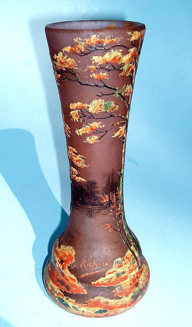 RICHARD / LOETZ ENAMELED CAMEO GLASS VASE FALL WOOD