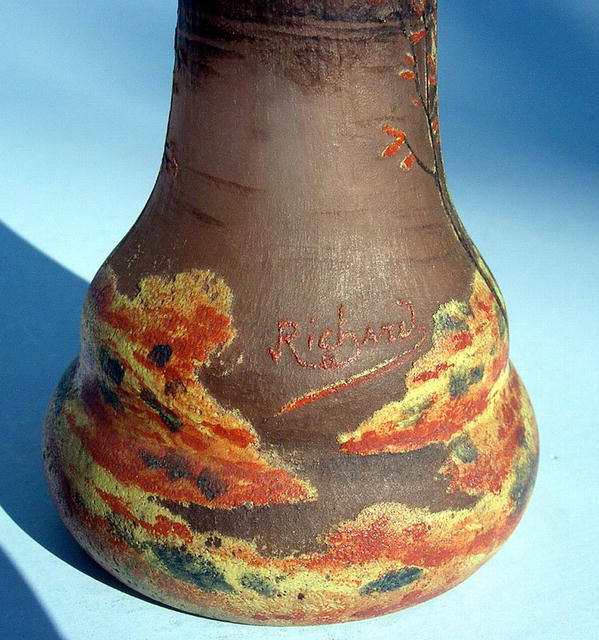 RICHARD / LOETZ ENAMELED CAMEO GLASS VASE FALL WOOD