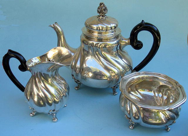 C E KEYSER STERLING TEA SET W/ CREAMER SUGAR HEAVY!