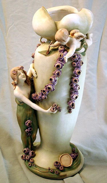 IMPERIAL AMPHORA AUSTRIA DUX WOMAN ON VASE.