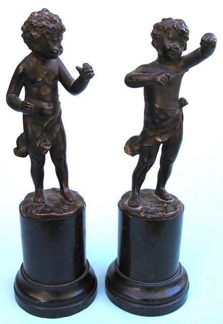 BEAUTIFUL BRONZES PAIR OF CHERUBIM CHILDREN SIGNED
