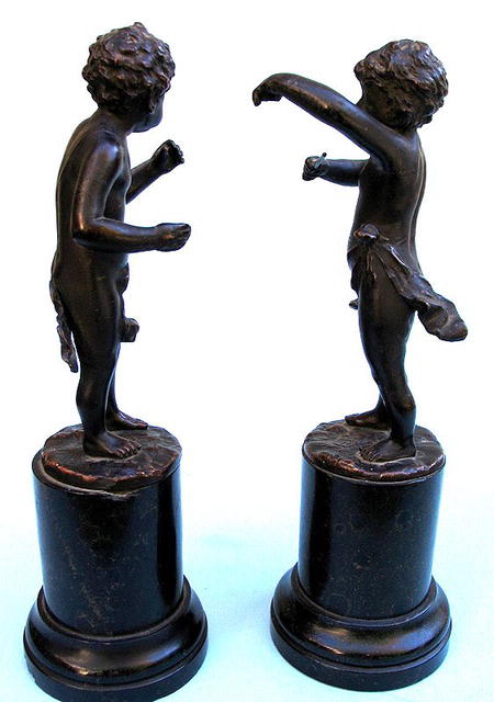 BEAUTIFUL BRONZES PAIR OF CHERUBIM CHILDREN SIGNED