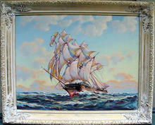FABULOUS PAINTING BY G H WHEATLEY OF SHIP UNDER SAIL