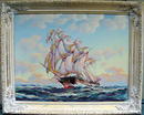 FABULOUS PAINTING BY G H WHEATLEY OF SHIP UNDER SAIL