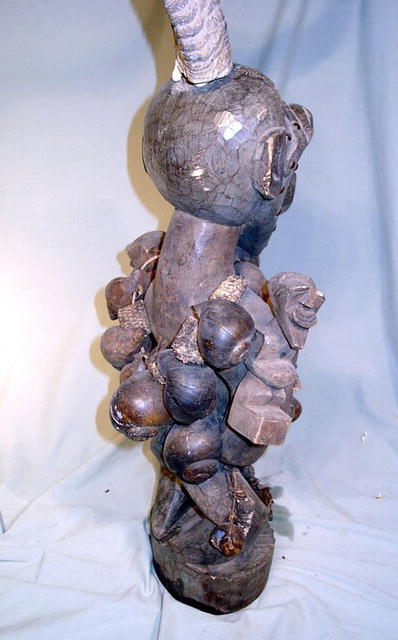 SONGYE FETISH / POWER FIGURE ZAIRE LARGE RAMS HORN 1900