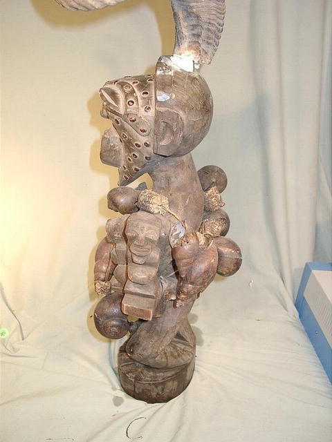 SONGYE FETISH / POWER FIGURE ZAIRE LARGE RAMS HORN 1900