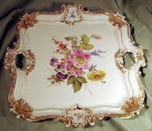 MASSIVE SQUARE MEISSEN HANDLED PLATTER EARLY