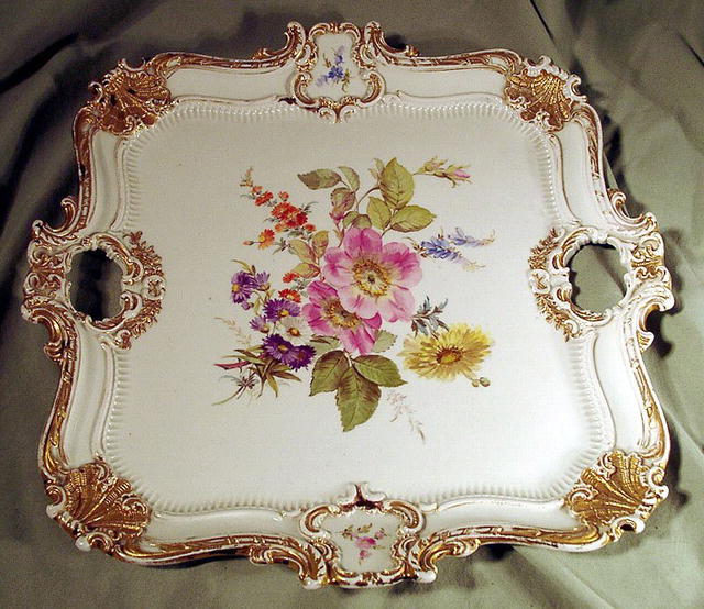 MASSIVE SQUARE MEISSEN HANDLED PLATTER EARLY