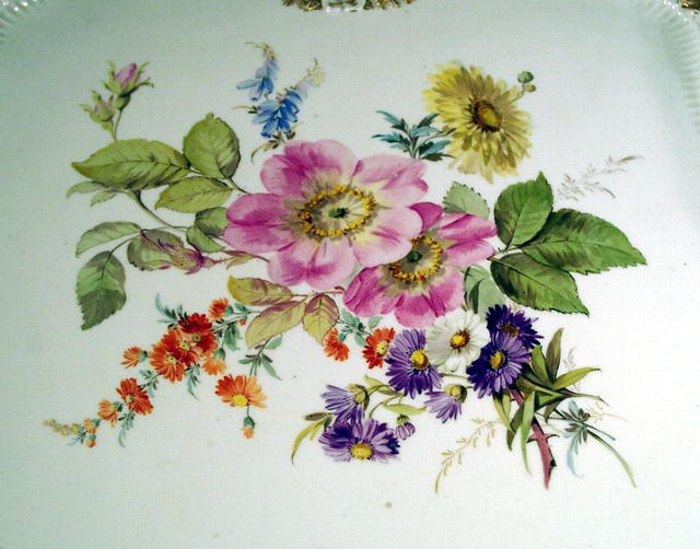 MASSIVE SQUARE MEISSEN HANDLED PLATTER EARLY