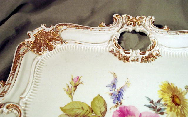MASSIVE SQUARE MEISSEN HANDLED PLATTER EARLY