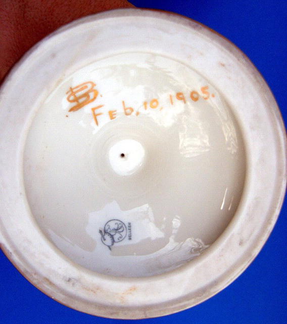BEAUTIFUL LARGE CAC BELLEEK VASE DATED 1905
