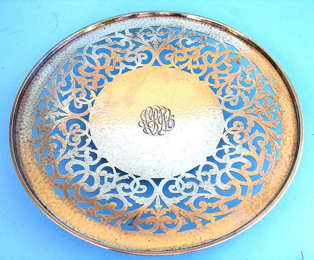 GORHAM STERLING HAND HAMMERED 1914 FILIGREE FOOTED BOWL