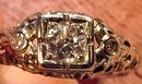 18K WHITE GOLD FILIGREE RING .50 CARAT DIAMOND 2 SIDE STONES