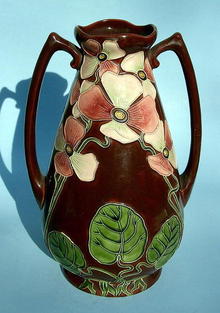 Incredible Amphora Austrian art nouveau 2 handled vase