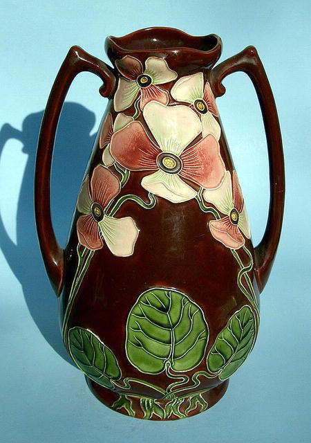 Incredible Amphora Austrian art nouveau 2 handled vase