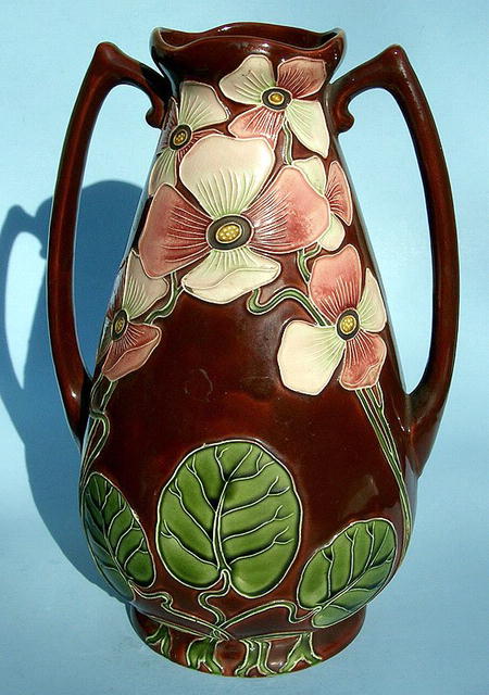 Incredible Amphora Austrian art nouveau 2 handled vase