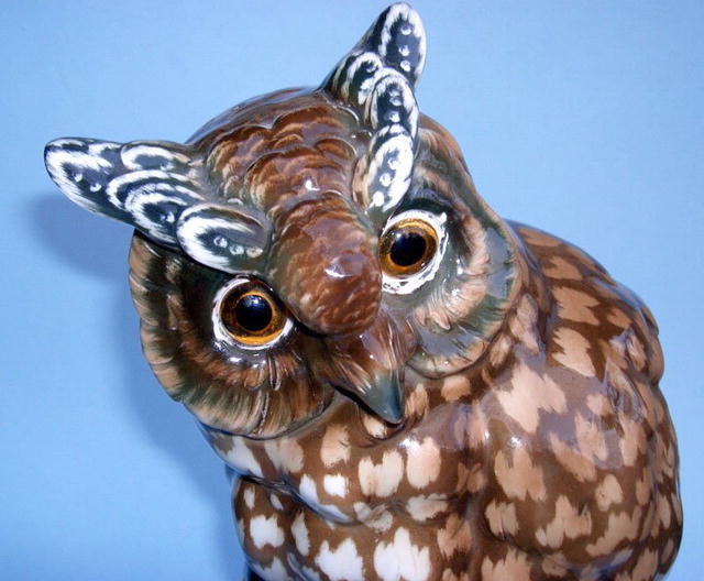 ERNST BOHNE OWL ON BOOKS PORCELAIN PERFUME LAMP