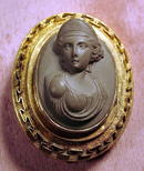 1860s LAVA CAMEO WITH GREEK KEY BORDER 14K HIGH RELIEF