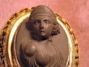 1860s LAVA CAMEO WITH GREEK KEY BORDER 14K HIGH RELIEF
