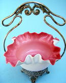 Worlds cutest Silver Plate and art glass Brides Basket