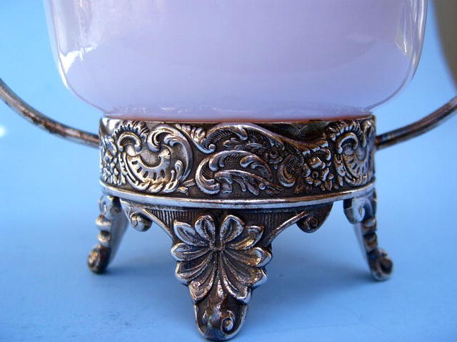 Worlds cutest Silver Plate and art glass Brides Basket