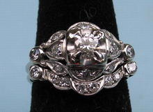 NICE DECO 14K WHITE GOLD RING SET 1+ CARAT 28 STONES