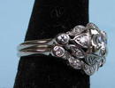 NICE DECO 14K WHITE GOLD RING SET 1+ CARAT 28 STONES