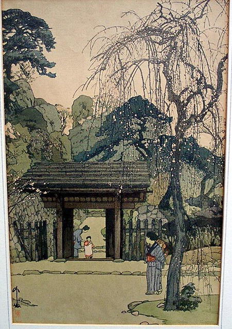 HIROSHI YOSHIDA WOODBLOCK PLUM GATEWAY JIZURI