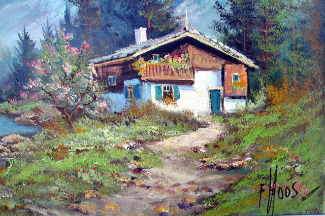 HOOS, Frans Simon (1884-1966) LARGE PAINTING OF ALPS