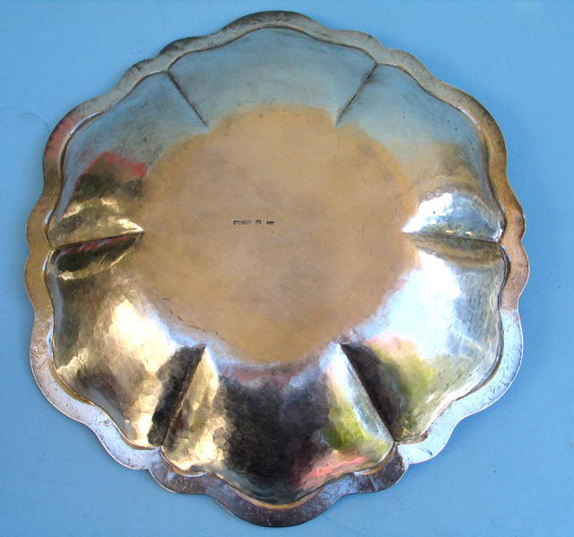LARGE WELSCH 900 SILVER LOBED BOWL HAND HAMMERED ARTS