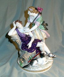 KPM MEISSEN QUALITY 3 FIGURE GROUP SIGNED