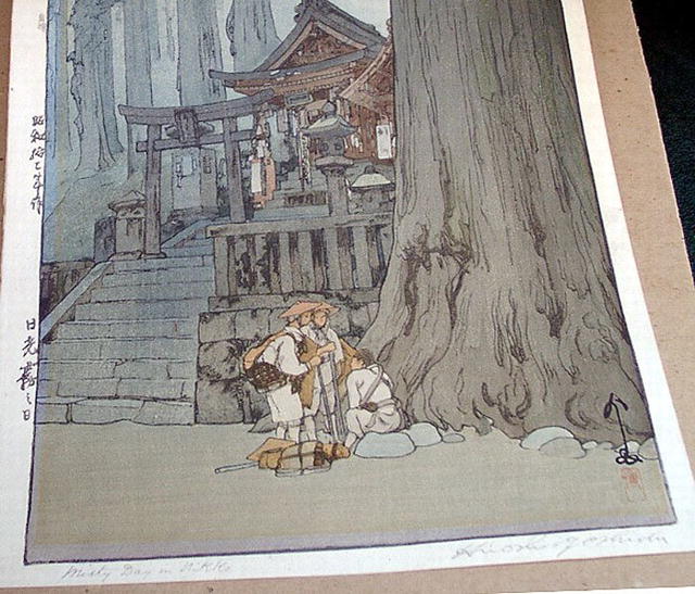 HIROSHI YOSHIDA MISTY DAY IN NIKKO WOODBLOCK
