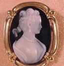 SARDONYX HARDSTONE 14K CAMEO SET EARRINGs PIN