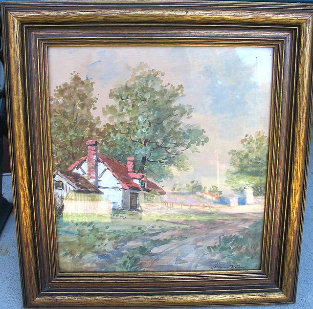 GREGORY HOLLYER WATERCOLOR AND GOUACHE COTTAGE PAINTING