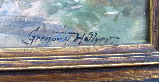 GREGORY HOLLYER WATERCOLOR AND GOUACHE COTTAGE PAINTING