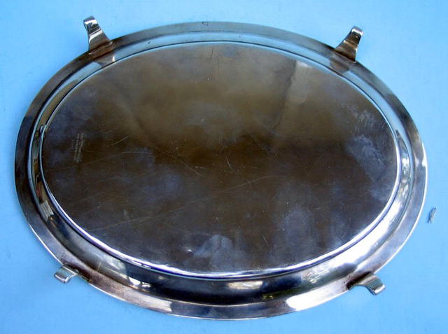 J E CALDWELL STERLING FOOTED TRAY CIRCA 1880